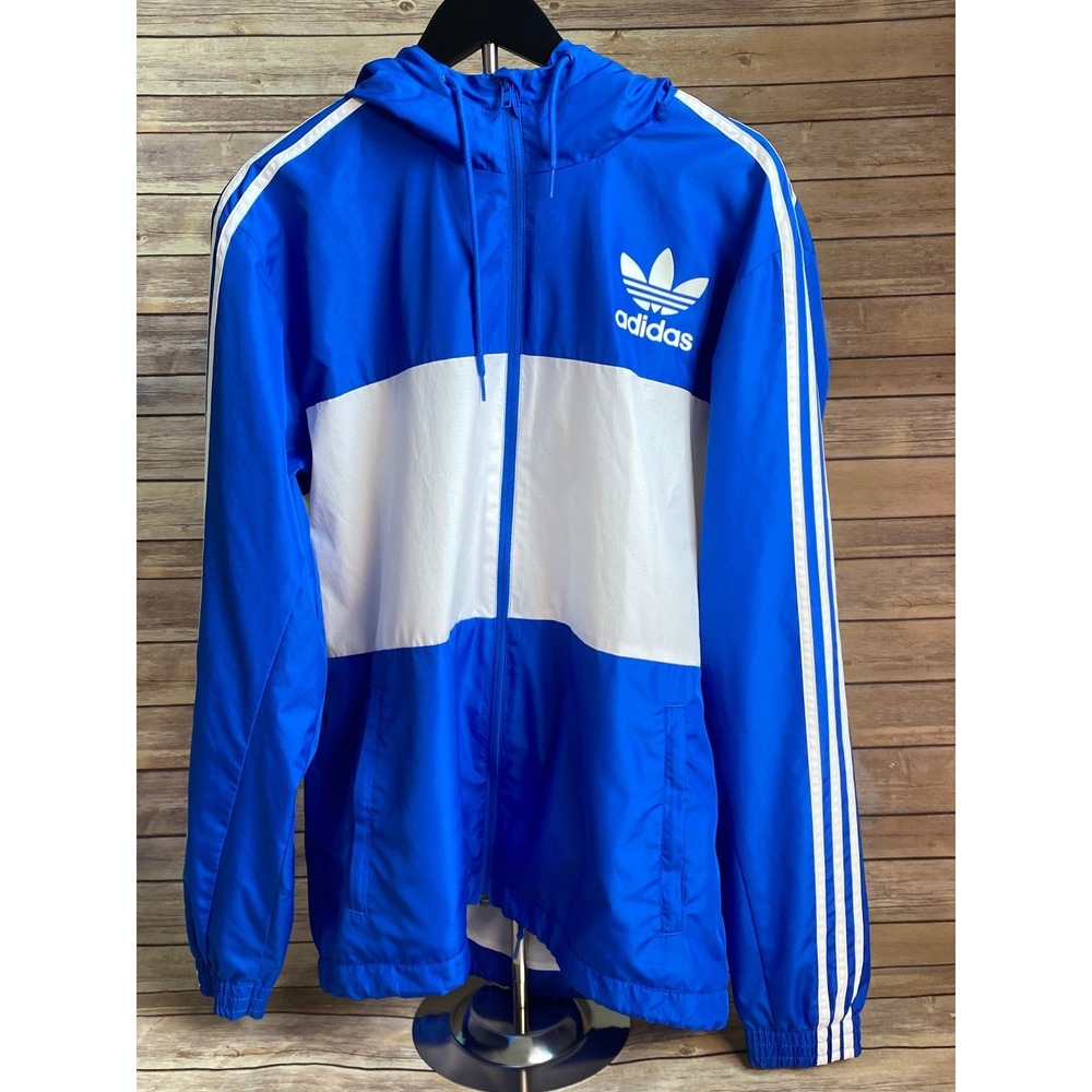adidas Originals CLFN California Windbreaker Jacket Blue/White - Men's Large